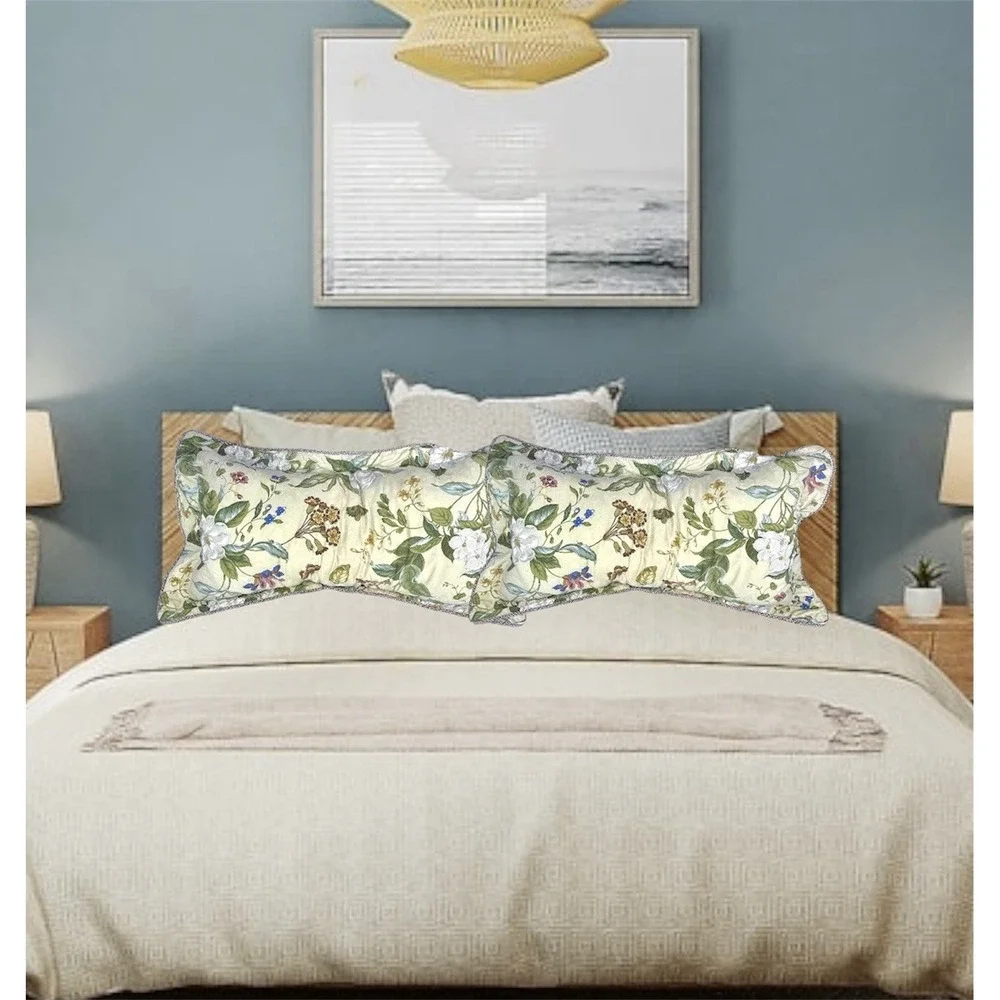 Williamsburg King Pillow Shams Set of 2 Floral Butterfly Magnolia Cotton